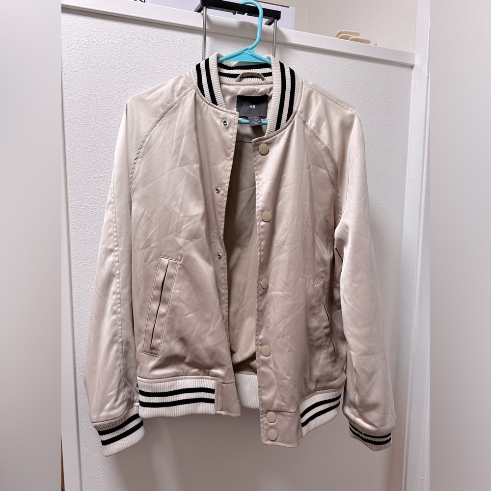 Stylish Cream Bomber Jacket